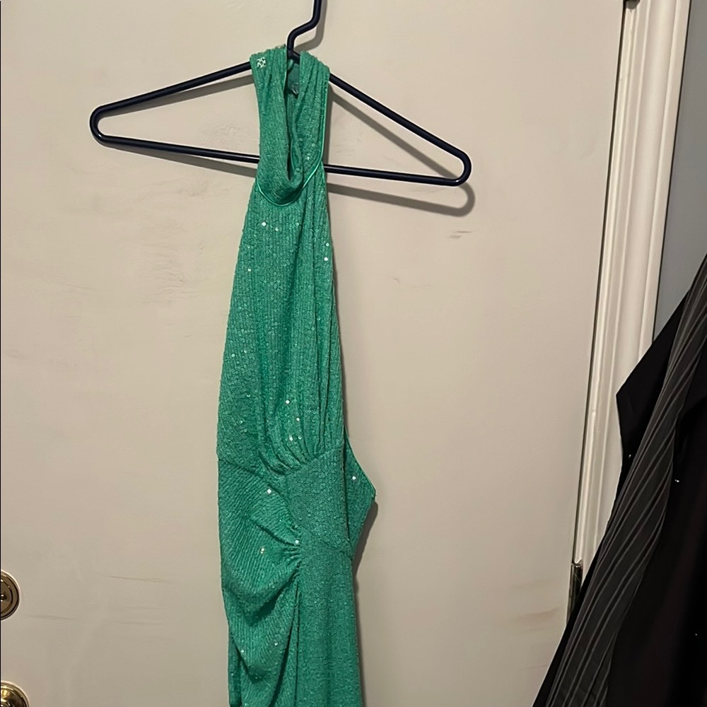 Green Halter Dress with Sparkle Detail